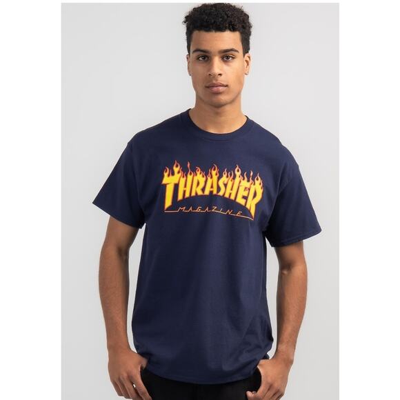 VTG Y2K Thrasher Flame Logo T-Shirt Men’s M Black Skate Tee EUC - Picture 1 of 11